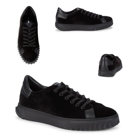 NEW Salvatore Ferragamo Black Velvet Sneakers - Size 6.5 - Picture 2 of 12